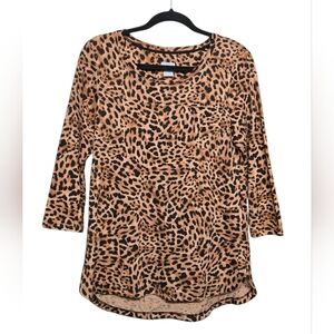 Chico's Mountain Lynx Cotton Modal Slub Pocket 3/4 Sleeve Tee Sz Small Chicos 0